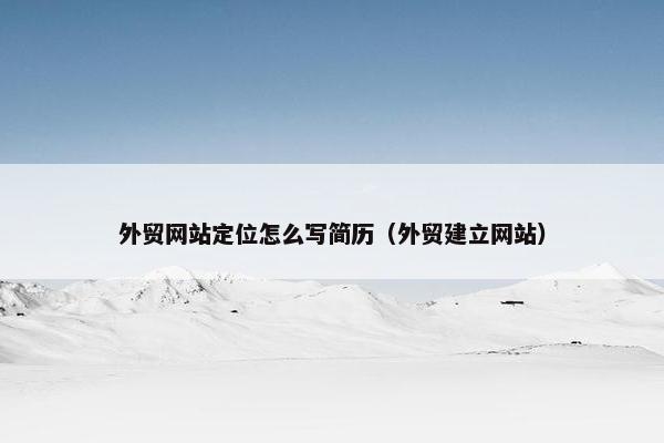 外贸网站定位怎么写简历（外贸建立网站）
