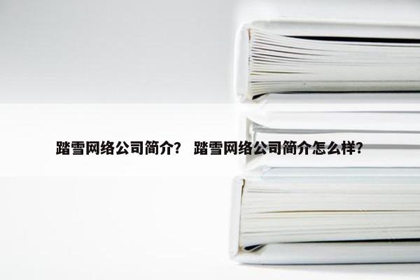 踏雪网络公司简介？ 踏雪网络公司简介怎么样？