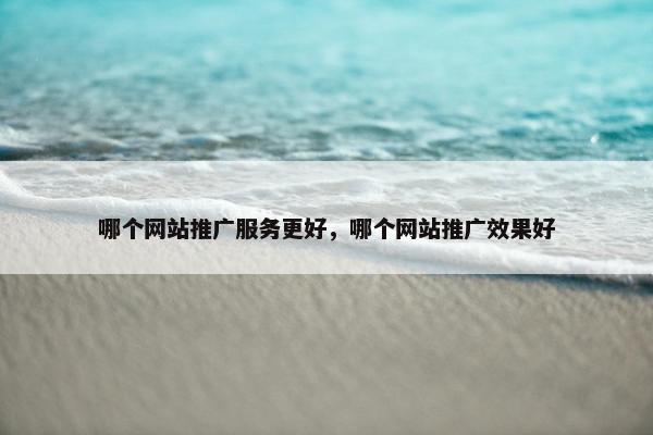 哪个网站推广服务更好，哪个网站推广效果好