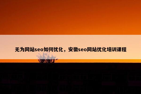 无为网站seo如何优化，安徽seo网站优化培训课程