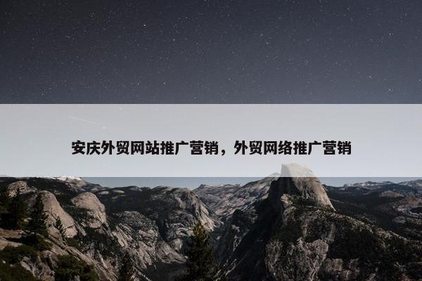 安庆外贸网站推广营销，外贸网络推广营销