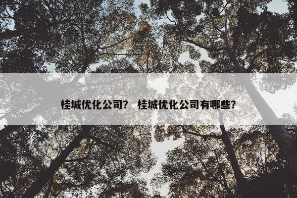 桂城优化公司？ 桂城优化公司有哪些？