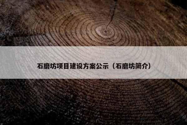 石磨坊项目建设方案公示（石磨坊简介）