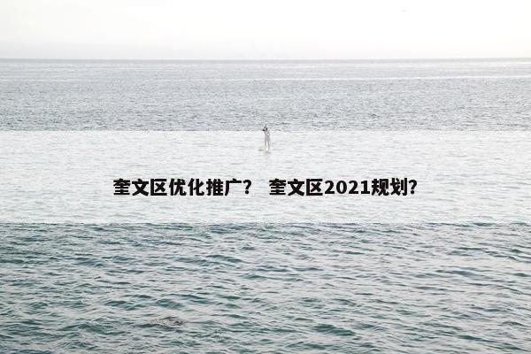 奎文区优化推广？ 奎文区2021规划？