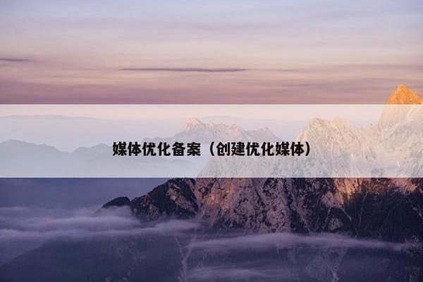 媒体优化备案（创建优化媒体）