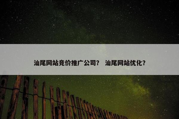 汕尾网站竞价推广公司？ 汕尾网站优化？