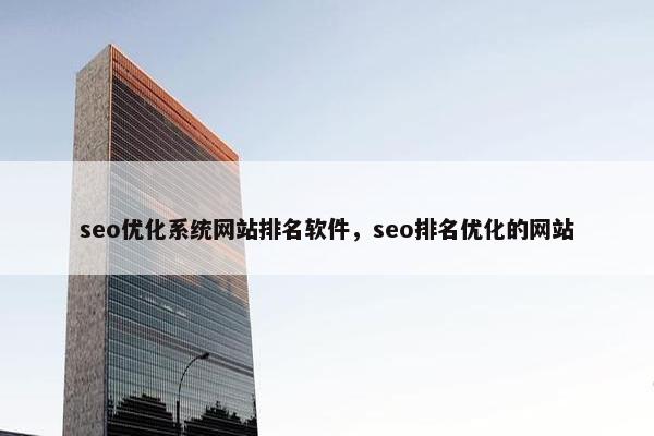seo优化系统网站排名软件，seo排名优化的网站