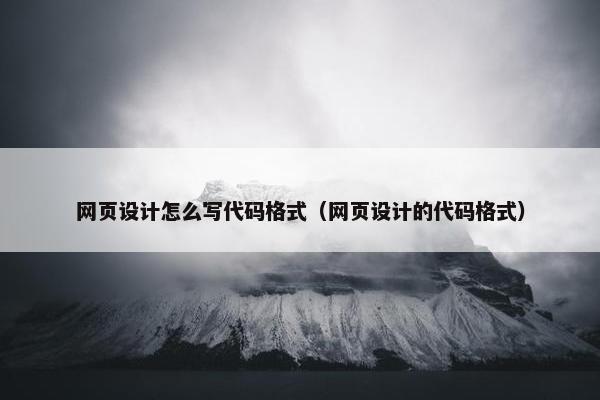 网页设计怎么写代码格式（网页设计的代码格式）