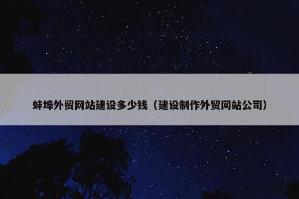 蚌埠外贸网站建设多少钱（建设制作外贸网站公司）