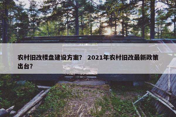 农村旧改楼盘建设方案？ 2021年农村旧改最新政策出台？