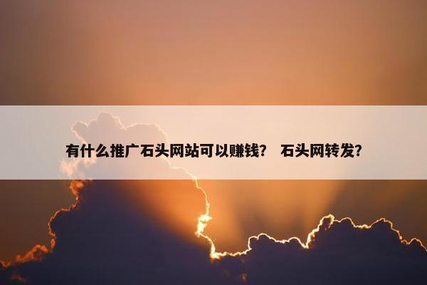 有什么推广石头网站可以赚钱？ 石头网转发？
