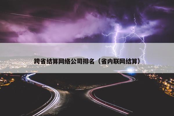 跨省结算网络公司排名（省内联网结算）