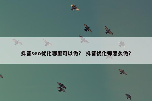 抖音seo优化哪里可以做？ 抖音优化师怎么做？