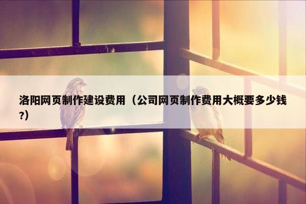 洛阳网页制作建设费用（公司网页制作费用大概要多少钱?）