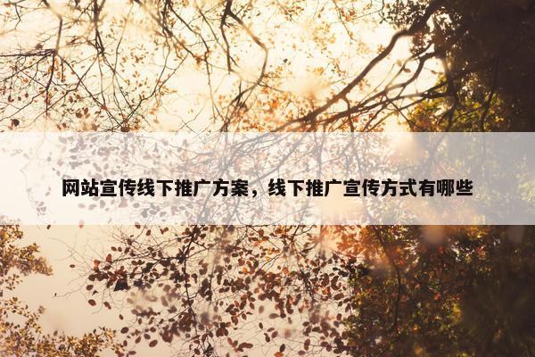 网站宣传线下推广方案，线下推广宣传方式有哪些