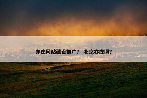 亦庄网站建设推广？ 北京亦庄网？