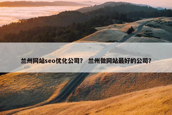 兰州网站seo优化公司？ 兰州做网站最好的公司？