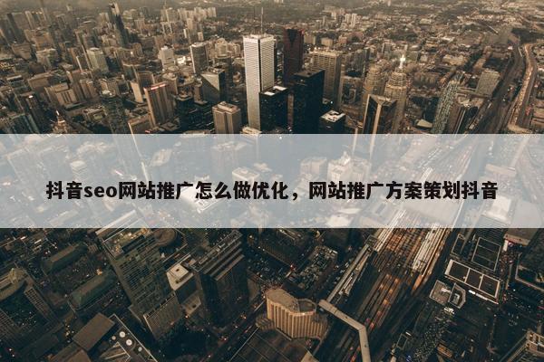 抖音seo网站推广怎么做优化，网站推广方案策划抖音
