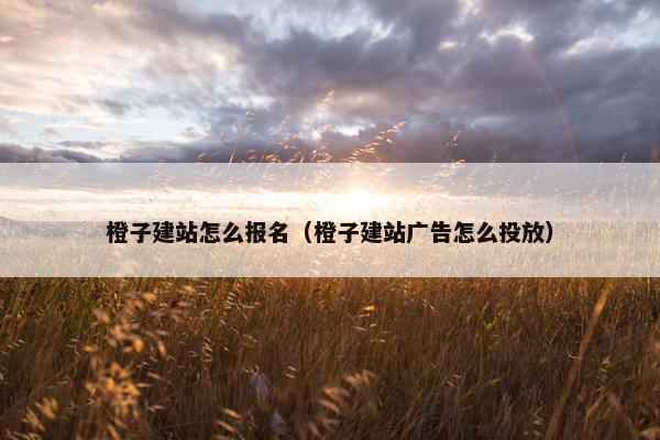 橙子建站怎么报名（橙子建站广告怎么投放）