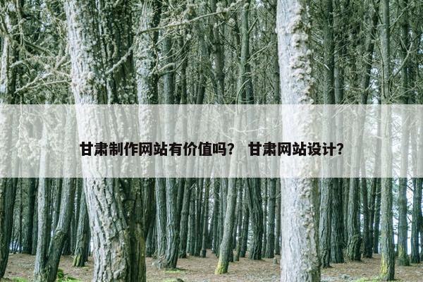 甘肃制作网站有价值吗？ 甘肃网站设计？