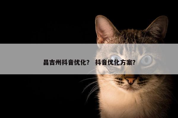 昌吉州抖音优化？ 抖音优化方案？