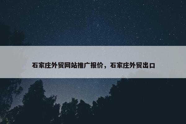石家庄外贸网站推广报价，石家庄外贸出口
